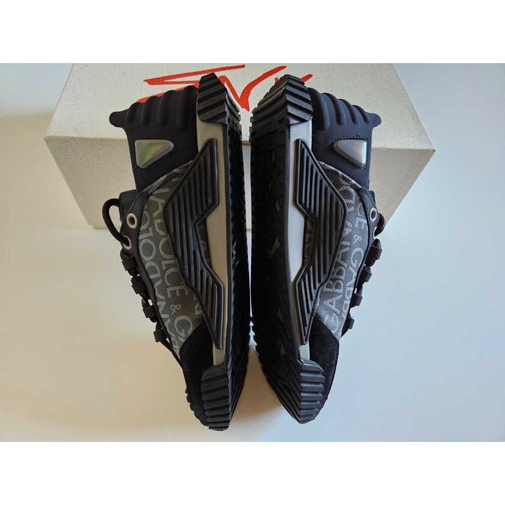 Dolce & Gabbana NS1 Logo Jacquard Sneakers 41.5 / US 8.5 Black Grey Italy